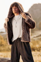 Load image into Gallery viewer, Khaki Mink Fur Long Sleeves Winter Hooded Short Warm Coat Jacket