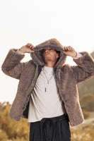 Load image into Gallery viewer, Khaki Mink Fur Long Sleeves Winter Hooded Short Warm Coat Jacket