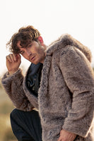 Load image into Gallery viewer, Khaki Mink Fur Long Sleeves Winter Hooded Short Warm Coat Jacket