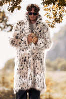 Load image into Gallery viewer, White Leopard Print Thick Men's Long Trench coat