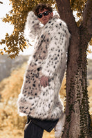 Load image into Gallery viewer, White Leopard Print Thick Men's Long Trench coat