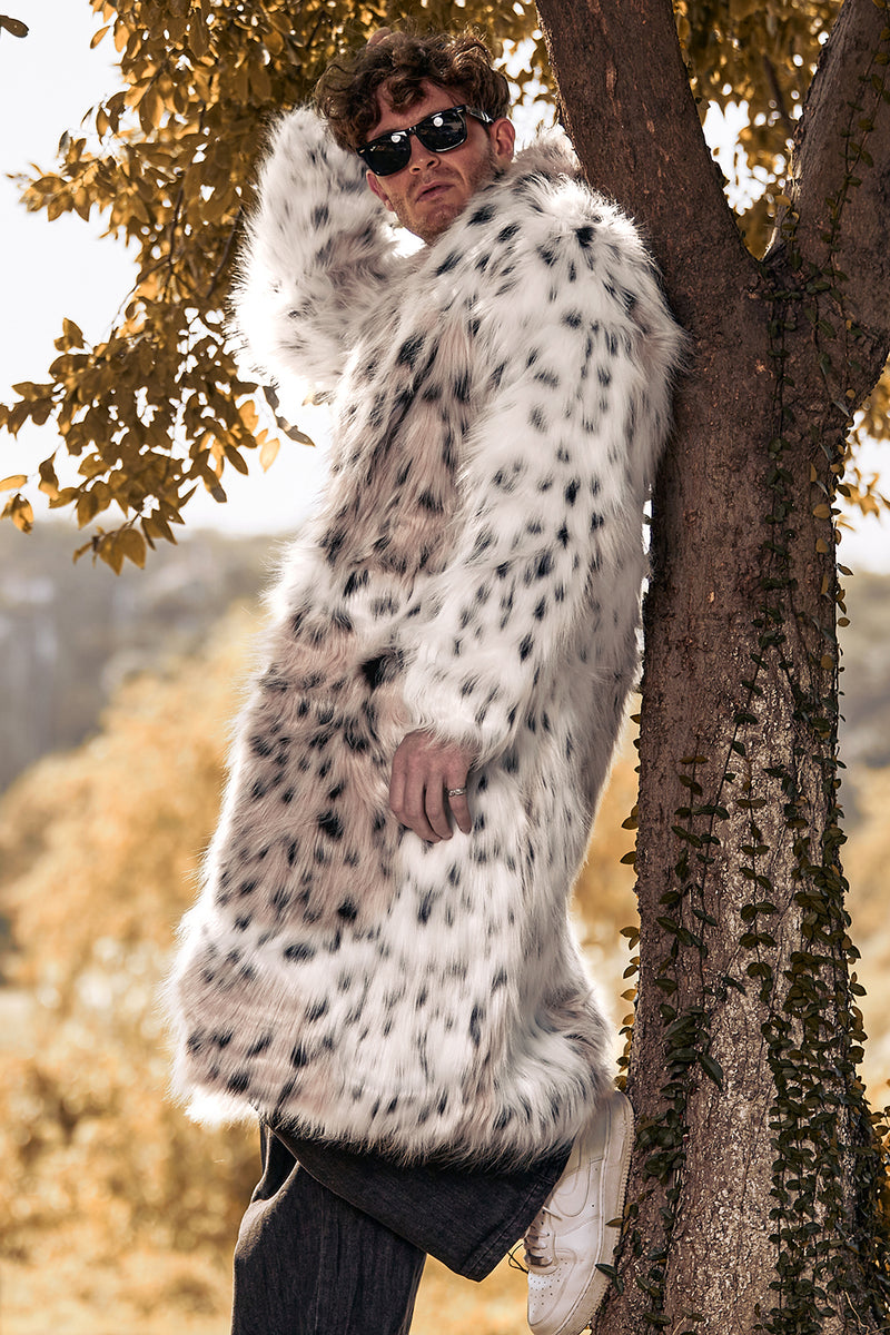 Load image into Gallery viewer, White Leopard Print Thick Men's Long Trench coat