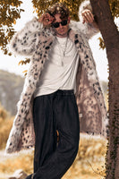 Load image into Gallery viewer, White Leopard Print Thick Men's Long Trench coat