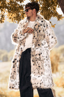 Load image into Gallery viewer, White Leopard Print Thick Men's Long Trench coat