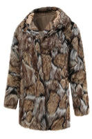 Load image into Gallery viewer, Brown Faux Fur Hooded Coat for Winter
