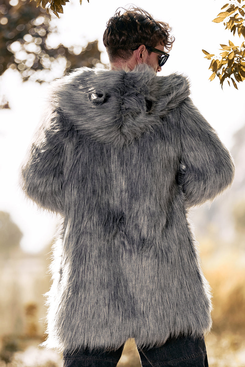 Grey Wolf Grey Coat Fluffy Hood Spirit Hoods Grey Wolf Jacket