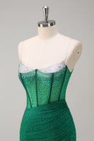 Load image into Gallery viewer, Sparkly Black Mermaid Corset Beaded Long Prom Dress with Slit