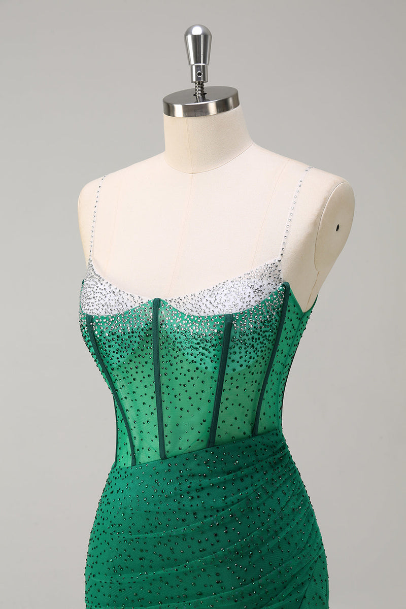 Load image into Gallery viewer, Sparkly Black Mermaid Corset Beaded Long Prom Dress with Slit