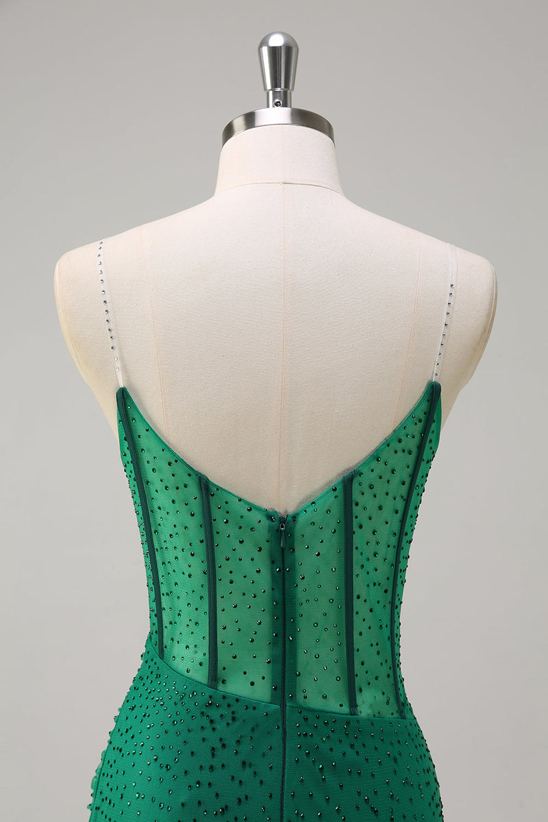 Load image into Gallery viewer, Sparkly Black Mermaid Corset Beaded Long Prom Dress with Slit