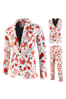 Load image into Gallery viewer, White Snowflake Snowman Printed 3 Pieces Men's Christmas Party Suits