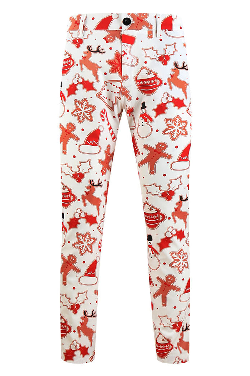 Load image into Gallery viewer, White Snowflake Snowman Printed 3 Pieces Men's Christmas Party Suits