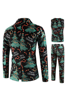 Merry Christmas Dark Green 3 Pieces Shawl Lapel Men's Christmas Party Suits