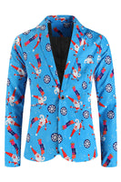 Load image into Gallery viewer, Blue Snowflake Santa Claus Print Three-piece Men's Christmas Party Suit
