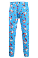 Load image into Gallery viewer, Blue Snowflake Santa Claus Print Three-piece Men's Christmas Party Suit