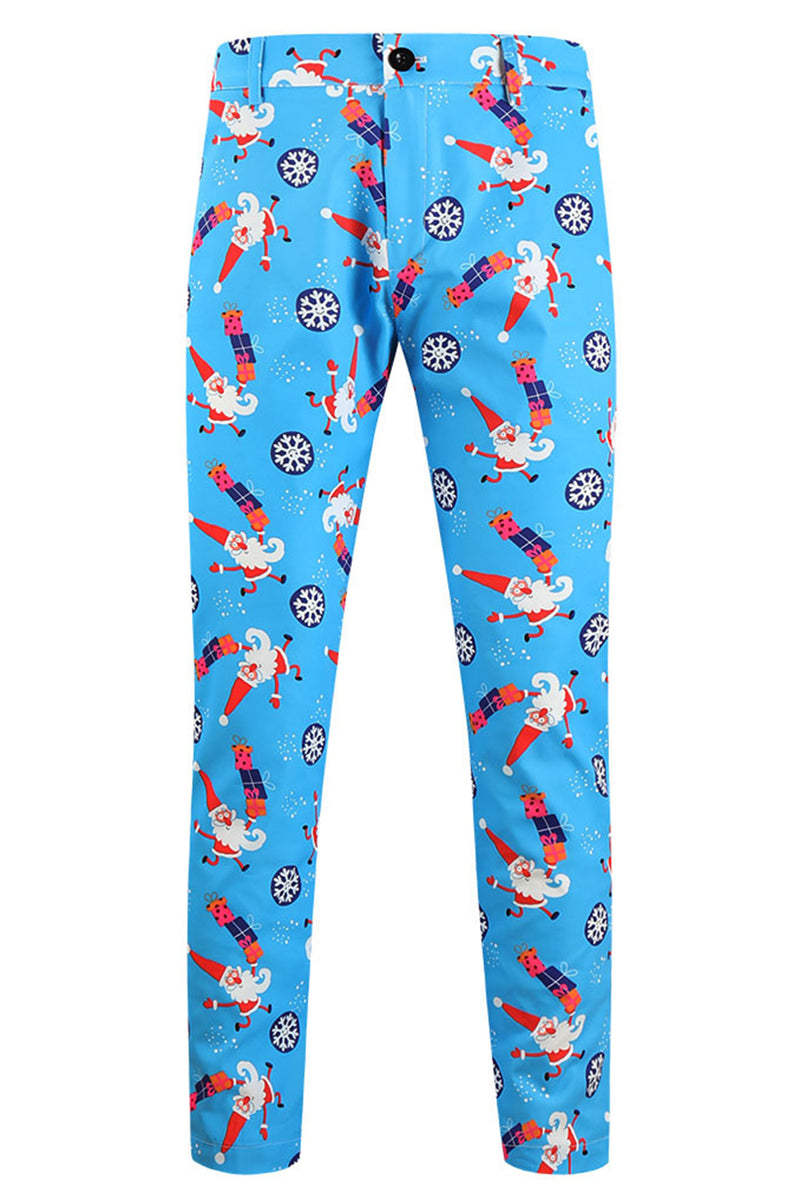Load image into Gallery viewer, Blue Snowflake Santa Claus Print Three-piece Men's Christmas Party Suit