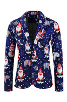 Load image into Gallery viewer, Navy Snowman Santa Claus Print Three-piece Men's Christmas Party Suit