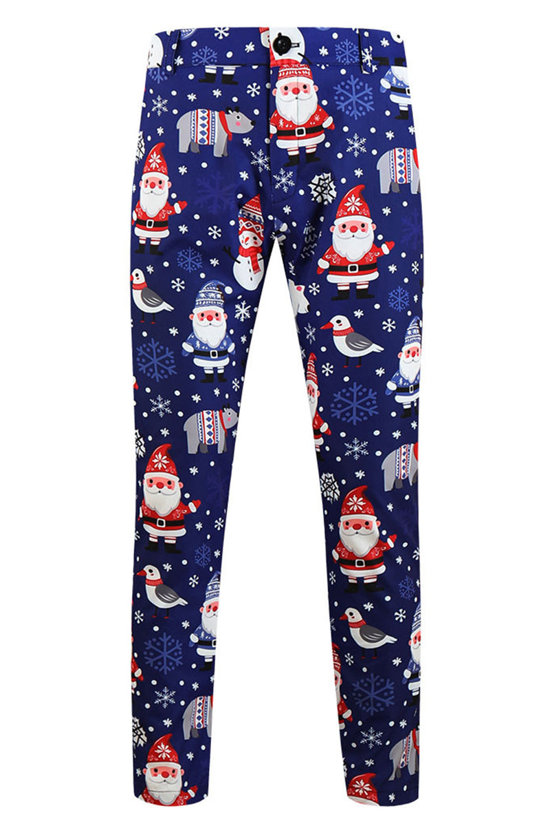 Load image into Gallery viewer, Navy Snowman Santa Claus Print Three-piece Men's Christmas Party Suit