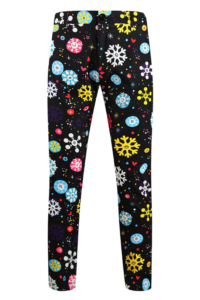 Load image into Gallery viewer, Black Snowflake Print Three Piece Men's Christmas Party Suit