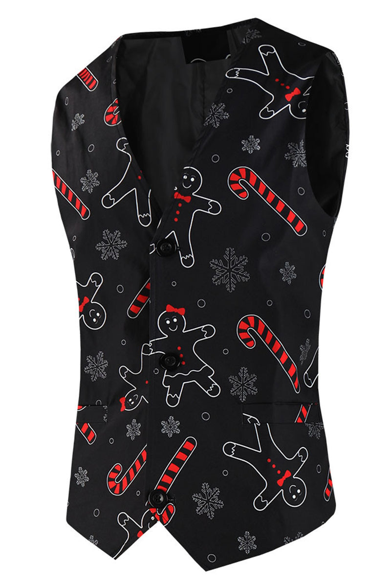 Load image into Gallery viewer, Zombie Man Cane Print Black Three Piece Men's Christmas Party Suit