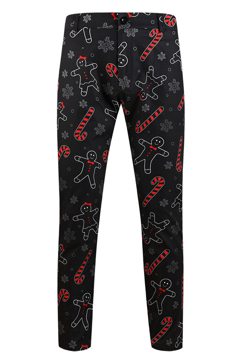 Load image into Gallery viewer, Zombie Man Cane Print Black Three Piece Men's Christmas Party Suit