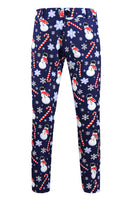 Load image into Gallery viewer, Navy Snowman Cane Print Three-piece Men's Christmas Party Suit