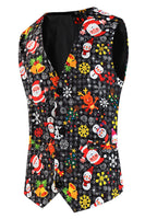Load image into Gallery viewer, Single Button 3 piece Black Santa Claus Print Men's Christmas Party Suit