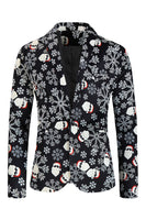 Load image into Gallery viewer, Black Snowflake Print Single Button 3 Pieces Men's Christmas Suit