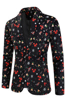 Load image into Gallery viewer, 3 Pieces Black One Button Bell Cane Print Men's Christmas Suit
