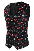 Load image into Gallery viewer, 3 Pieces Black One Button Bell Cane Print Men's Christmas Suit