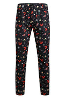 Load image into Gallery viewer, 3 Pieces Black One Button Bell Cane Print Men's Christmas Suit