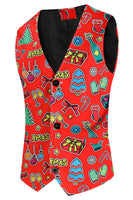 Load image into Gallery viewer, Merry Christmas Red Single Button 3 Piece Men's Christmas Suit