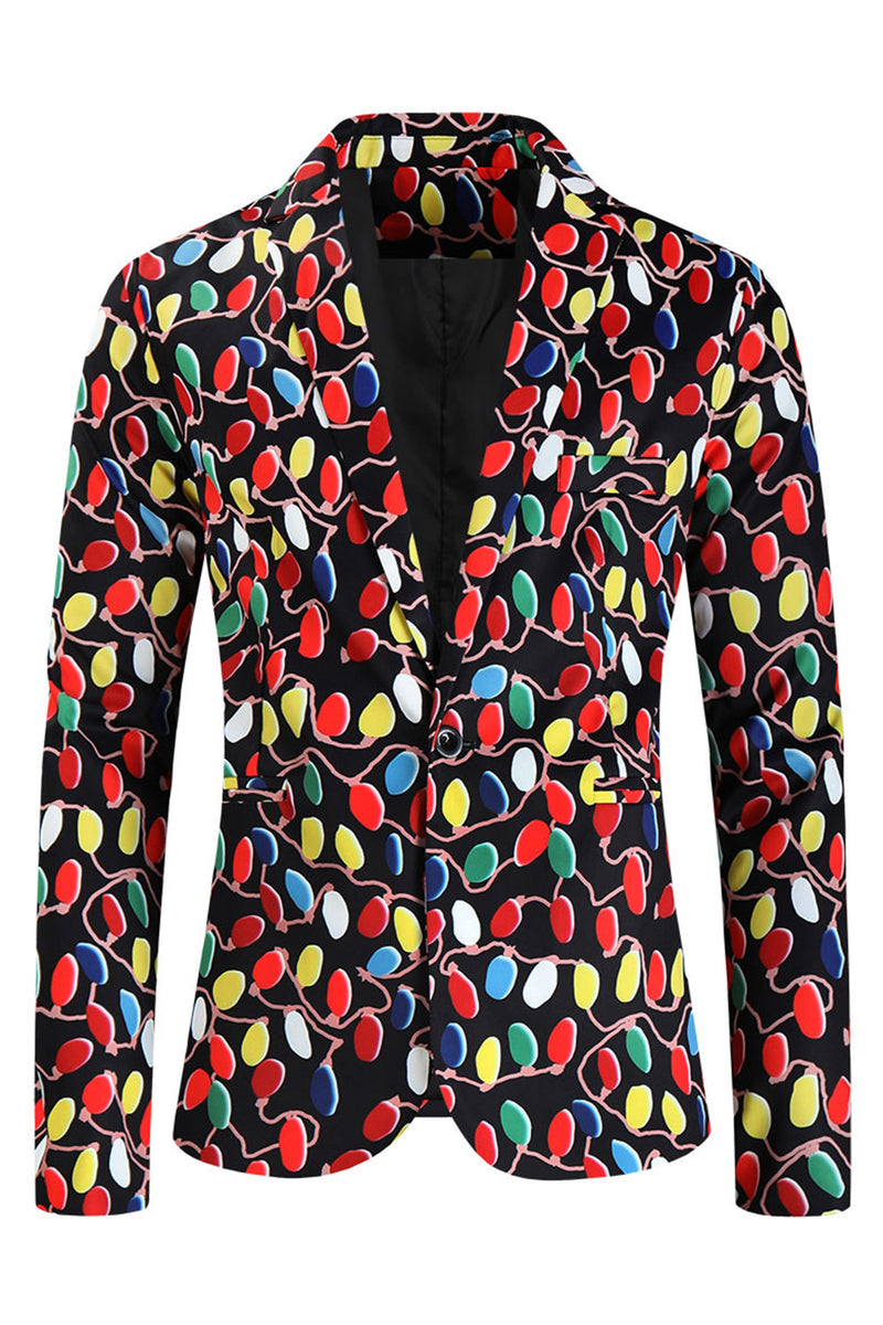 Load image into Gallery viewer, Black Single Button Colorful Balloon Print 3 Pieces Men's Christmas Suit