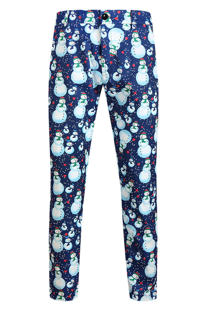 Load image into Gallery viewer, Light Blue Single Button Snowman Print 3 Piece Men's Christmas Suit