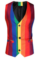 Load image into Gallery viewer, Colorful Striped Yellow Single Button Notched Lapel 3 Piece Men's Christmas Suit