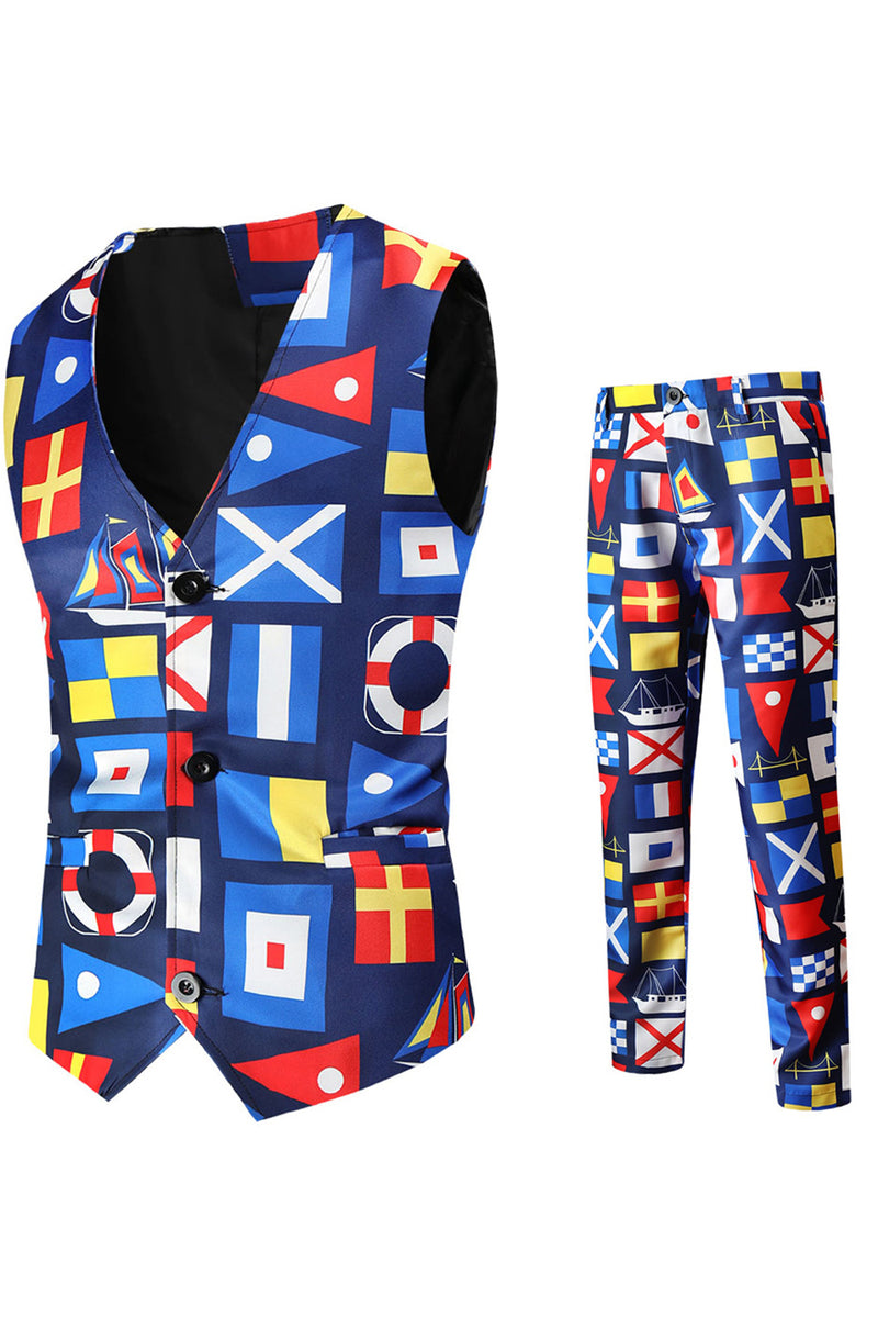 Load image into Gallery viewer, Blue Single Button Notched Lapel 3 Pieces Men's Christmas Suit