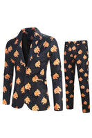 Load image into Gallery viewer, Black Single Button Notched Lapel Three Pieces Men's Christmas Suit