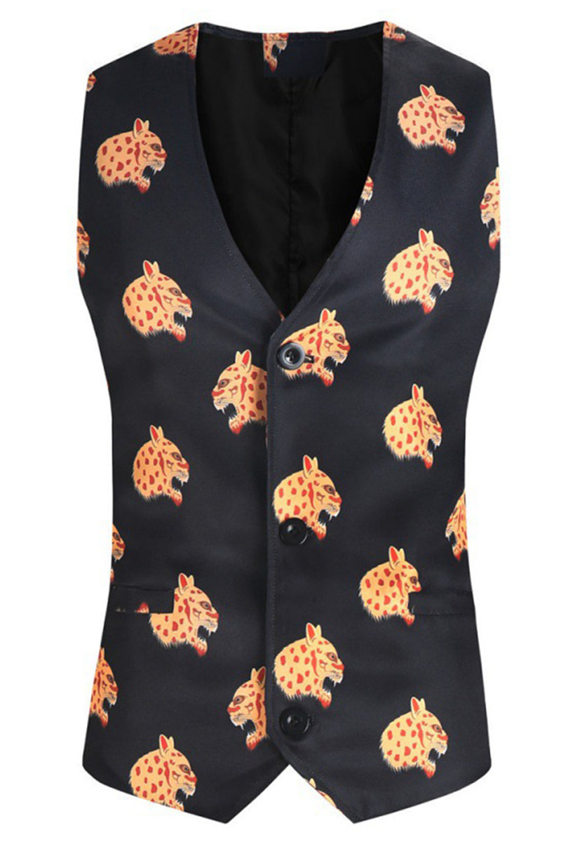 Load image into Gallery viewer, Black Single Button Notched Lapel Three Pieces Men's Christmas Suit