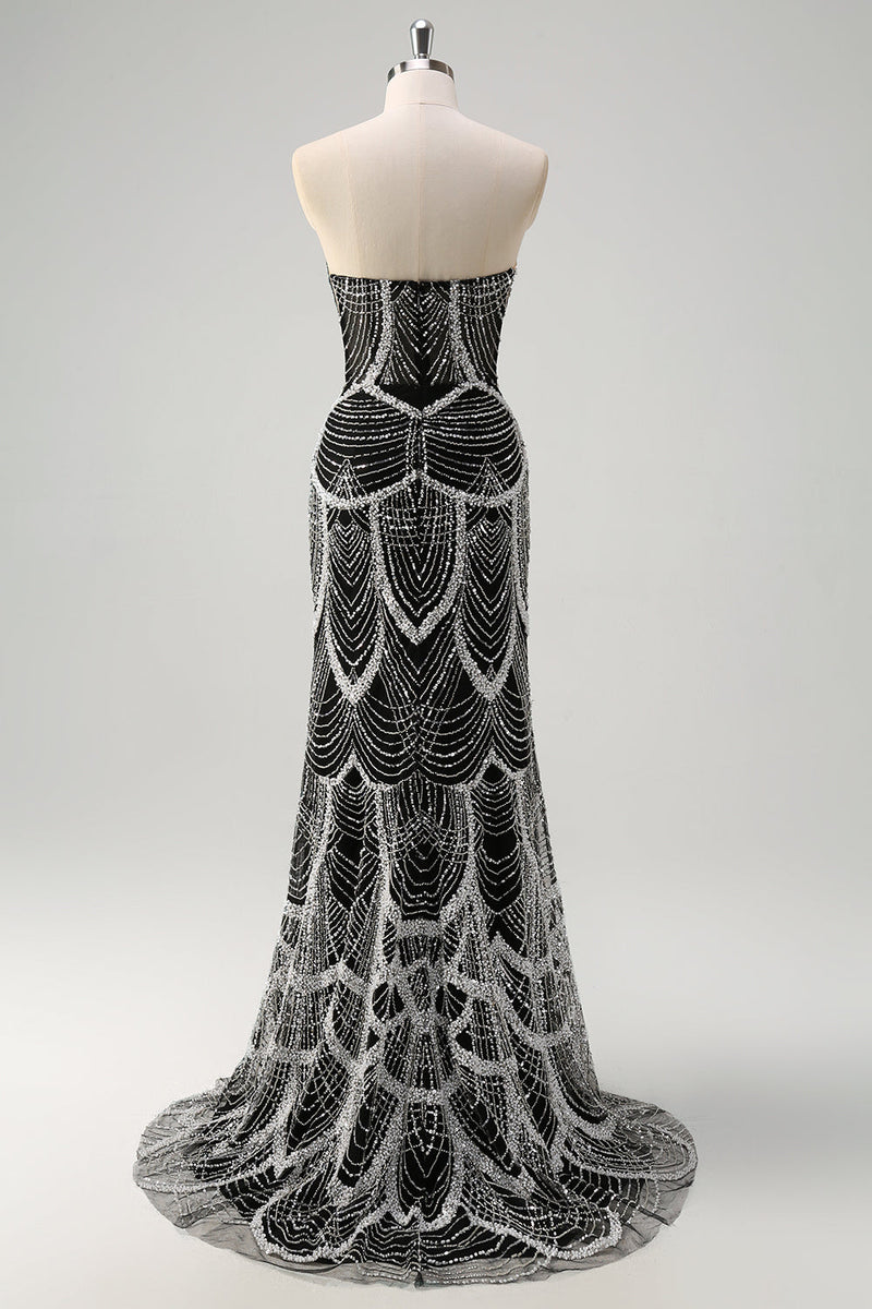 Load image into Gallery viewer, Dark Green Mermaid Strapless Sequins Corset Prom Dress