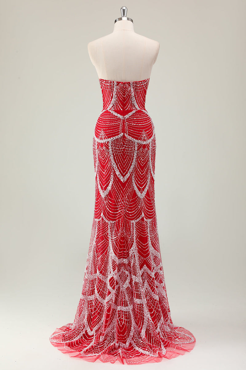 Load image into Gallery viewer, Dark Green Mermaid Strapless Sequins Corset Prom Dress