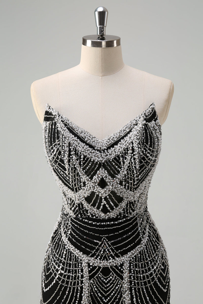 Load image into Gallery viewer, Dark Green Mermaid Strapless Sequins Corset Prom Dress