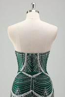 Load image into Gallery viewer, Dark Green Mermaid Strapless Sequins Corset Prom Dress