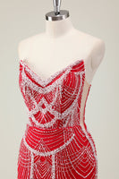 Load image into Gallery viewer, Dark Green Mermaid Strapless Sequins Corset Prom Dress