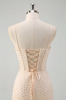 Load image into Gallery viewer, Glitter Yellow Mermaid Beaded Long Corset Prom Dress