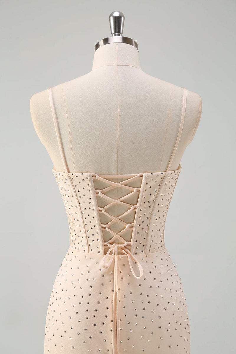 Load image into Gallery viewer, Glitter Yellow Mermaid Beaded Long Corset Prom Dress