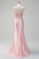 Load image into Gallery viewer, Light Pink Mermaid Sequin Corset Ruched Prom Dress