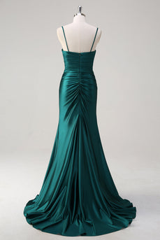 Mermaid Dark Green Spaghetti Straps Prom Dress