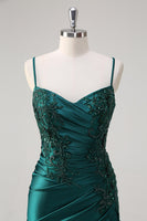 Load image into Gallery viewer, Mermaid Dark Green Spaghetti Straps Prom Dress