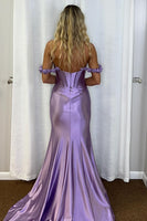 Load image into Gallery viewer, Off the Shoulder Corset Mermaid Lilac Long Prom Dress