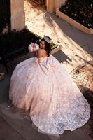 Load image into Gallery viewer, Light Pink Off the Shoulder Corset Long Quinceanera Dress with Appliques