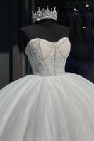 Load image into Gallery viewer, Corset Sparkly White Strapless Long Quinceanera Dress with Sequins